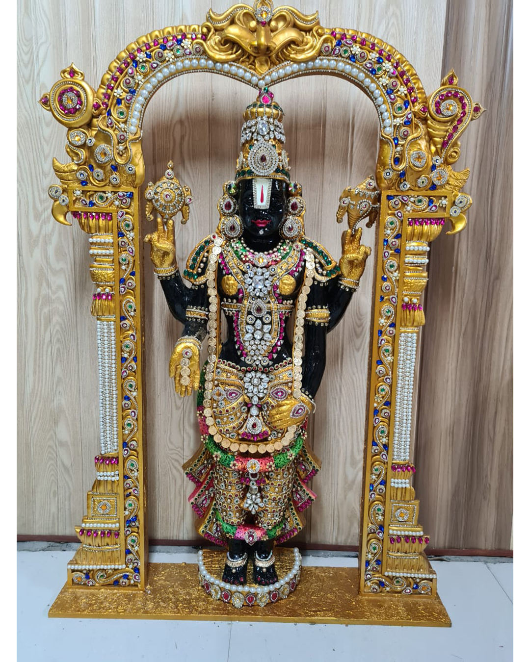 Riddhi Siddhi Art Creations - Gopuram Style Multi-Tiered Balaji Shrine Mural
